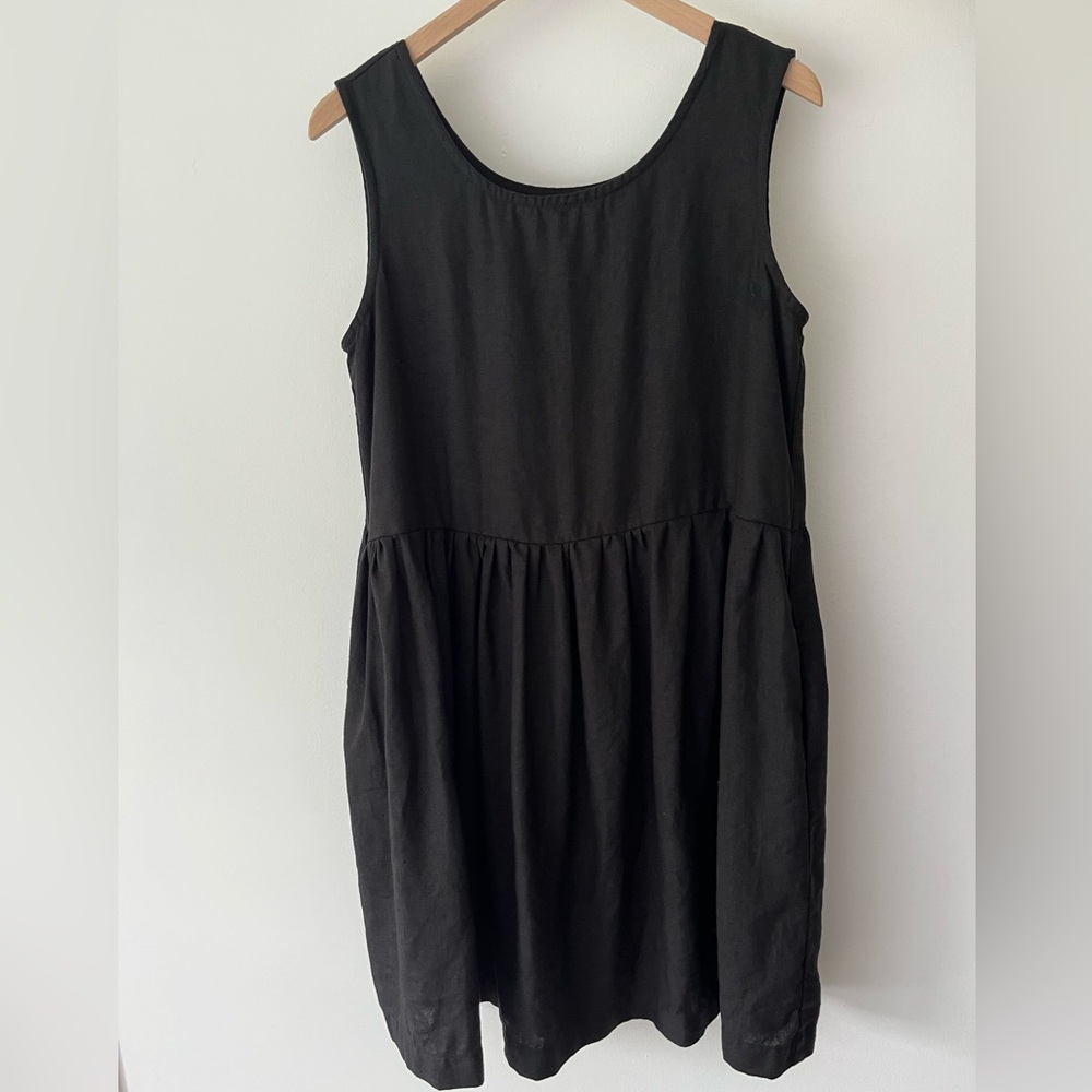 NEW notPERFECTLINEN Smock Dress - Midi length - in Black size Medium